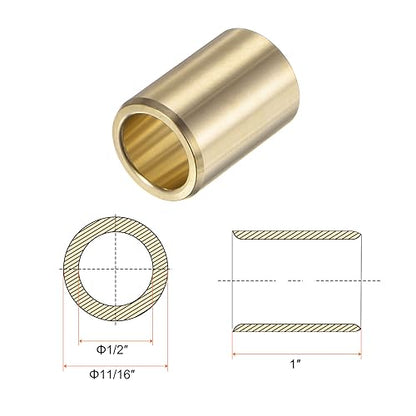 HARFINGTON 2pcs Sleeve Bearings 1/2" Bore 11/16" OD 1" Length Wrapped Oilless Bushing Brass Alloy for Transmission Conveyor System - size: 1/2" x 11/16" x 1"