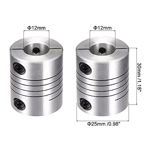 uxcell 2PCS Motor Shaft 12mm to 12mm Helical Beam Coupler Coupling 25mm Dia 30mm Length - size: 12mm to 12mm