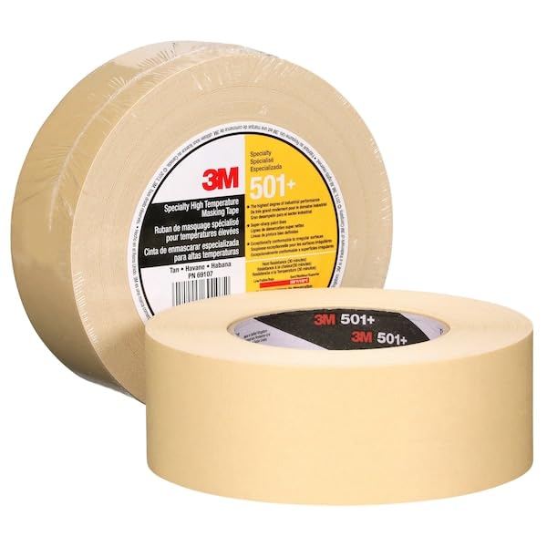 3M 501+ High Temperature Masking Tape, Tan, 1.88 in x 60 yds – Strong Holding Power for Automotive, Specialty Vehicle and Industrial Markets