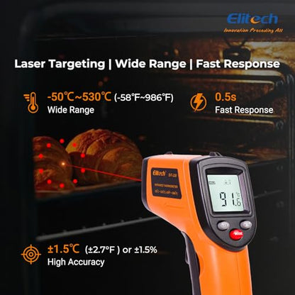 Elitech CLD-100 Refrigerant Leak Detector + DIT-220 Infrared Temperature Gun – Accurately Locate AC/Car Cooling Issues, Non-Contact Digital Infrared Thermometer, Freon Leak Detector