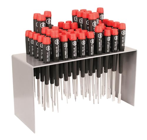 Wiha 92190 Precision Screwdriver Set with Metal Stand, 50-Piece Slotted, Phillips, Torx, Hex & Nut Drivers for Electronics