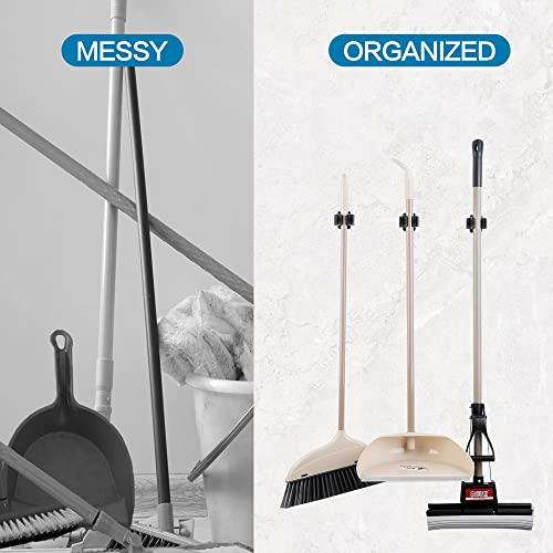 JAMEND CLXP 24 PCS Broom and Mop Holder, Heavy Duty Garden Tool Organizer Rack Rake and Shovel Handle, Stainless Steel Mop Hanger. Wall Mounted Utility Rack with Screws, Silver. - color: Silver-24, size: 24