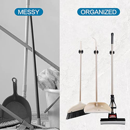 JAMEND CLXP 24 PCS Broom and Mop Holder, Heavy Duty Garden Tool Organizer Rack Rake and Shovel Handle, Stainless Steel Mop Hanger. Wall Mounted Utility Rack with Screws, Silver. - color: Silver-24, size: 24
