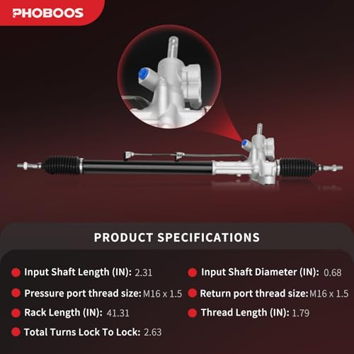 PHOBOOS Hydraulic Power Steering Rack and Pinion Fit for Acura TSX - size: 26-2720