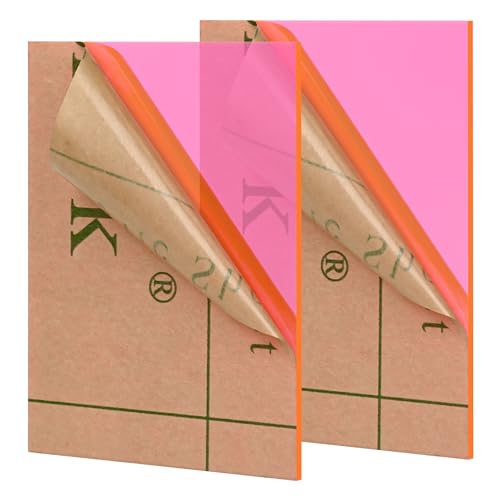 Lesnlok Fluorescent red Acrylic Sheets 1/8 inch Thick 3mm 2 Pack 8 x 10 Clear Plexiglass Sheets,for Sign,Craft,Painting,Laser Cutting,DIY Display Projects… (8"x 10", Fluorescent red, 2 - color: Fluorescent Red, size: 8"x 10"