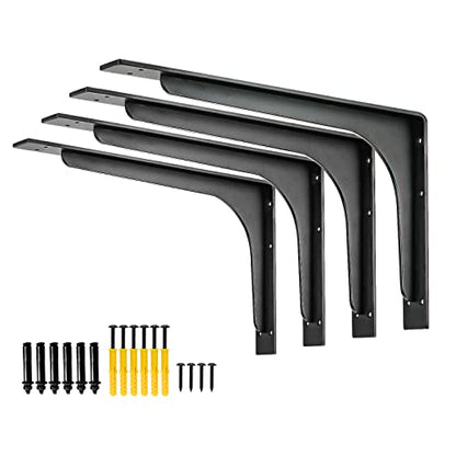 16inch x 9.5inch shelf brackets,L Shelf Bracket, die-cast formation，vertical Angle, premium alloy metal heavy-duty shelf bracket, high strength Mounting Hardware Included, Corner Brace Joint,pack of 4 - size: 16 inch x 9.5 inch die-cast