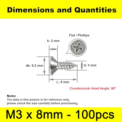 #4 x 5/16" (M3x8mm) 304 Stainless Steel Flat Head Wood Screws, 100pcs - size: #4 x 5/16''-100pcs