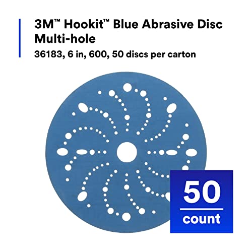 3M Hookit Blue Abrasive Disc, 321U, 36183, 6 in, 600+ Grade, Multi-Hole - size: 6 in diameter, style: Multi-Hole Disc