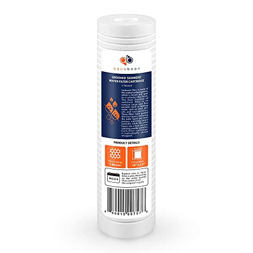 Aquaboon 1 Micron 10 x 2.5 Grooved Sediment Water Filter Replacement 6-Pack