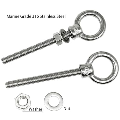 Eye Bolts, 2pack 1/2" x 4-3/4" Heavy Duty Shoulder Lifting Ring Threaded Eyebolts with Nuts Washers 316 Stainless Steel Marine Grade Eyebolt