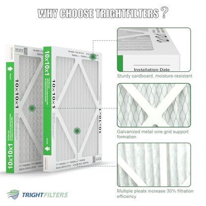 TRIGHTFILTERS 10x10x1 Air Filter 6 Pack, MERV 8 Filter Replacement - size: 10x10x1-6pack