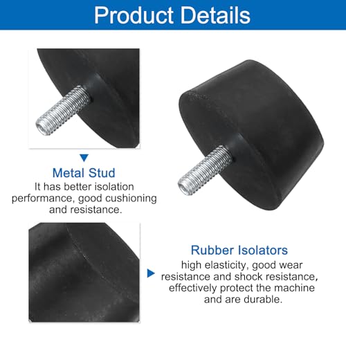 uxcell 8Pcs Thread Adjustable Levelling Feet, 1.5" x 0.79" Rubber Furniture Feet with M6 x 15mm Studs for Table Chair Feet Floor Protector, Black - size: 1.5" x 0.79", M6 x 15mm