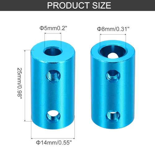 MECCANIXITY Rigid Screw Coupling 5mm to 8mm Shaft Coupler Connector L25mm x D14mm Aluminum Alloy Joint Connector Set for 3D Printers DIY Encoder with 20 Screws, Blue, 5Pack - color: Blue, size: 5mm to 8mm
