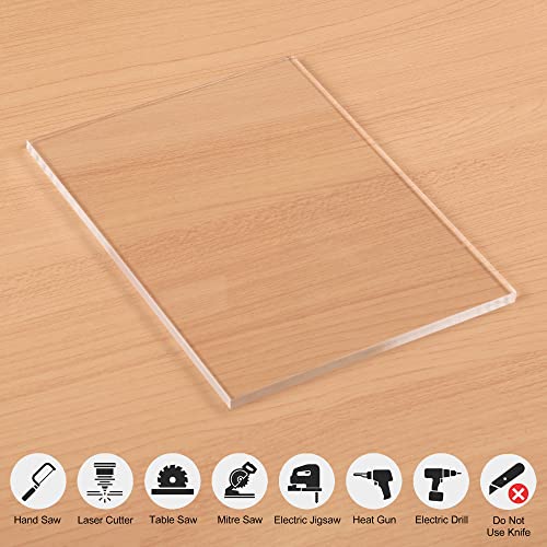 KAITELA Clear Cast Acrylic Sheet 8" x 12" x 1/4" Thick (6mm), Pack of 2 - size: 8" x 12", 1/4" Thick