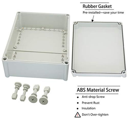 Zulkit Junction Box ABS Plastic Dustproof Waterproof IP67 Junction Boxes Universal Electrical Project Enclosure DIY Electronic Project Box Grey 14.96 x 11.02 x 5.12 inch (380 x 280 x 130 mm) - size: 14.96" x 11.02" x 5.12"