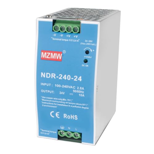 CNCTOPBAOS NDR 240W 24V DC 10A Industrial DIN Rail Switching Power Supply - style: NDR-240-24