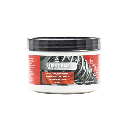 AGS Sticky Red Multipurpose Grease, Lithium Complex EP2, High Temperature, Water Resistant, Tub, 16 oz