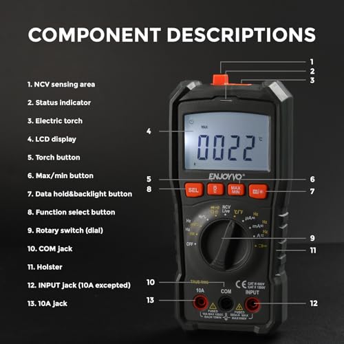 EJ8010 TRMS 5999 Counts Auto-Ranging Digital Multimeter