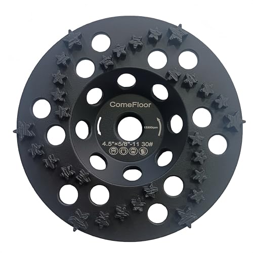 Diamond Grinding Cup Wheel for Concrete & Masonry, 30 Aggressive Star Segments, 4.5 Inch 5/8"-11 Thread, 30 Grit - style: 4.5"