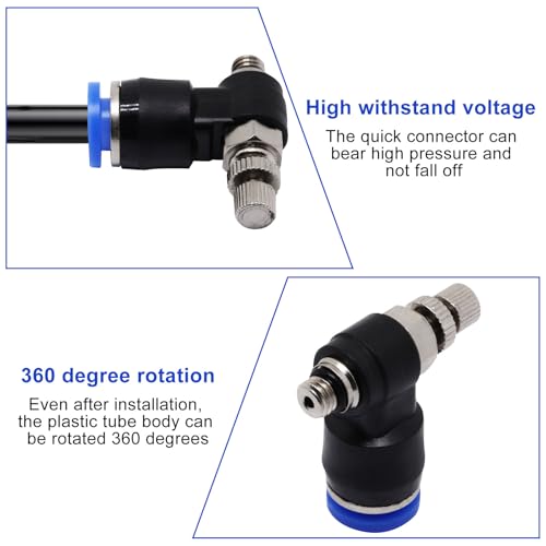 Quick Connect Air Hose Fittings 5Pcs 6mm Tube to M5 Male Thread Push in to Connect Fittings Pneumatic Flow Speed Control, Air Flow Control Valve - size: 6mmxM5