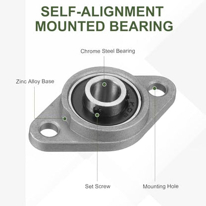 uxcell KFL08 Pillow Block Bearing 5/16" (8mm) Zinc Alloy Steel 2Pcs - size: KFL08 (5/16" Bore)