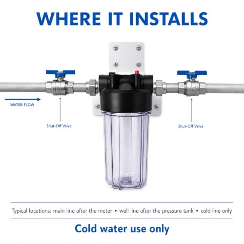 CFS Big Blue Filter Housing Kit, 10 x 4.5 in, 1 in NPT, Carbon Block - size: 10 x 4.5 in Big Blue, 1 in NPT