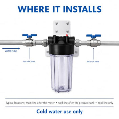 CFS Big Blue Filter Housing Kit, 10 x 4.5 in, 1 in NPT, Carbon Block - size: 10 x 4.5 in Big Blue, 1 in NPT