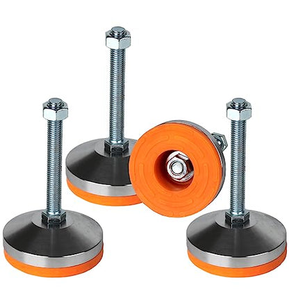 Heavy Duty Leveling Feet,M12 Thread,3.14" Dia Base,4 Pack - size: D80xM12x100,4 Pack