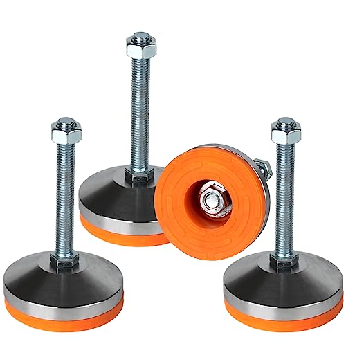 Heavy Duty Leveling Feet,M12 Thread,3.14" Dia Base,4 Pack - size: D80xM12x100,4 Pack
