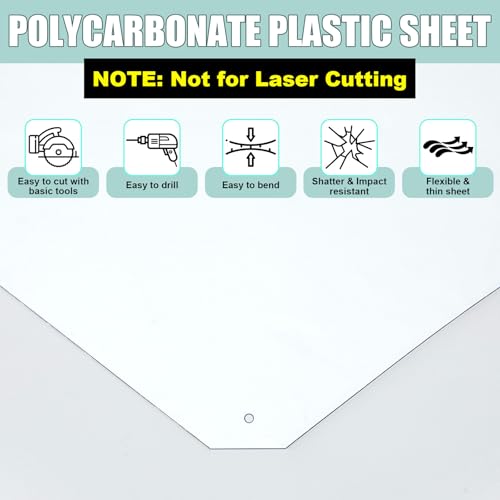 Beeveer 1 Pcs Clear Polycarbonate Sheet 60 x 144 Inch Plastic Panel Roll - size: 60 x 144 inches