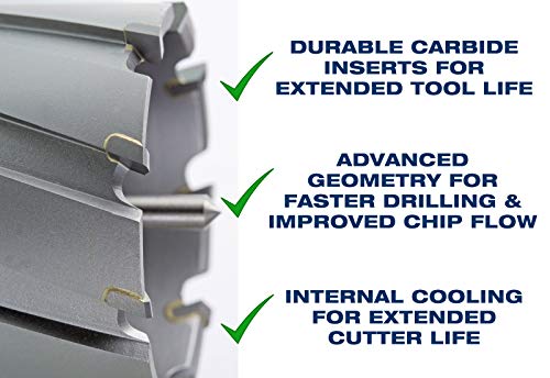 CS Unitec | 9-1-336 C | 1-1/8" Diameter x 3" Depth Tungsten Carbide-Tipped Annular Cutter, with Pilot Pin, 3/4" Weldon Shank - size: 1-1/8" Diamter, style: 3" Depth of Cut