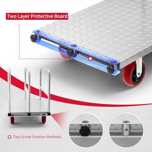 40" x 24" Steel Panel Truck Cart, 2IN1 Lumber Drywall Cart Dolly - size: 40x24 Inch