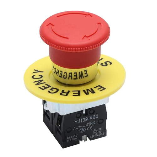 APIELE 22mm 2NC Red Mushroom Emergency Stop Push Button Switch 600V 10 Amp XB2-02ZS - style: XB2-02ZS