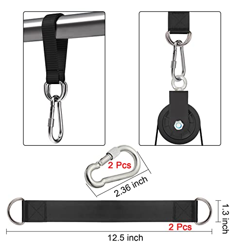 4Pcs 90mm Gym Cable Pulley Wheel Silent Weight Pulleys with Strap Carabiner