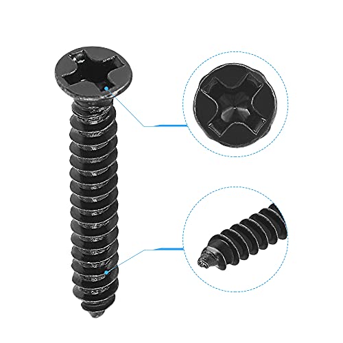 uxcell M3x20mm Wood Screws Phillips Flat Head Carbon Steel Black 200pcs - size: M3 x 20mm