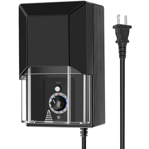 Gardencoin 200W Low Voltage Landscape Transformer, 120V to 12V/15V AC Outdoor Power Supply with Timer & Photocell Sensor, Weatherproof for LED Path Light, Spotlight, ETL Listed (Matte Black)