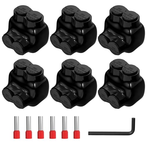 2 Port Insulated Multi Tap Connector 350MCM-6AWG Aluminum to Copper Wire Connectors Single Side Entry Aluminum Wire Connectors with Slotted Allen Hex - 6 Pack - color: 350mcm-6 Awg(6pcs)