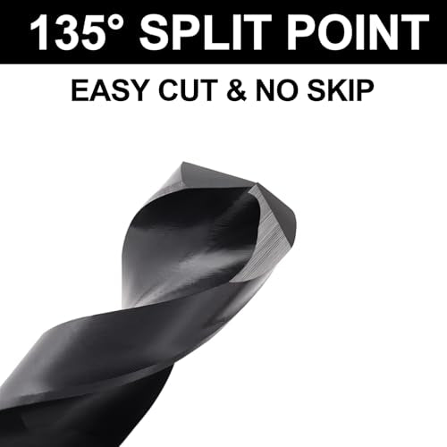 23/32 Drill Bit for Metal and Hardened Steel, M35 Cobalt 1/2 Inch Reduced Shank Industrial Grade Heavy Duty Drill Bit, with Index Storage Case - size: 23/32 in