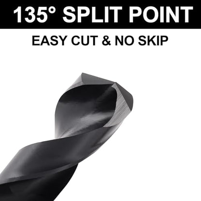 23/32 Drill Bit for Metal and Hardened Steel, M35 Cobalt 1/2 Inch Reduced Shank Industrial Grade Heavy Duty Drill Bit, with Index Storage Case - size: 23/32 in