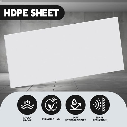 Threehoney 1 Pcs 1/4" Thick 12 x 36 Inch White HDPE Plastic Sheet - color: White, size: 12 x 36 Inch