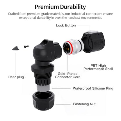 CNLINKO LP-16 3 Pin Right Angle IP68 Waterproof Connector Screw Assembly - style: Single-Hole Socket