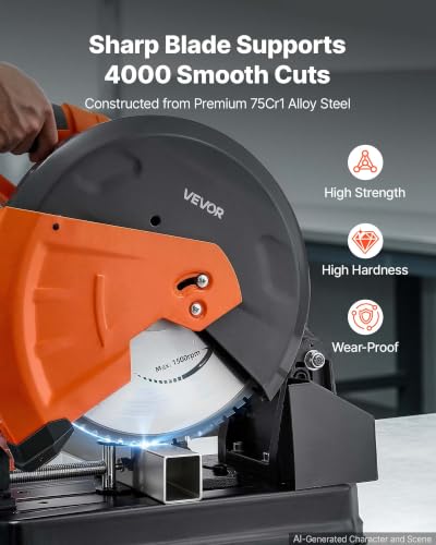 VEVOR Chop Saw Blade 14-in 66 Teeth Cermet-Tipped Metal Cold Cutting Blade - size: 14 in