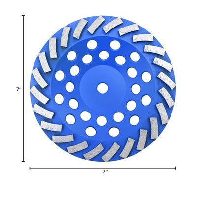 7 in. x 5/8-11 in. Threaded Arbor 24 Segments Diamond Turbo Grinding Cup Wheel, 7 Inch Diamond Cup Grinding Wheel for Granite Marble Concrete (5/8"-11 Threaded) - style: 7 Inch 5/8"-11 Threaded
