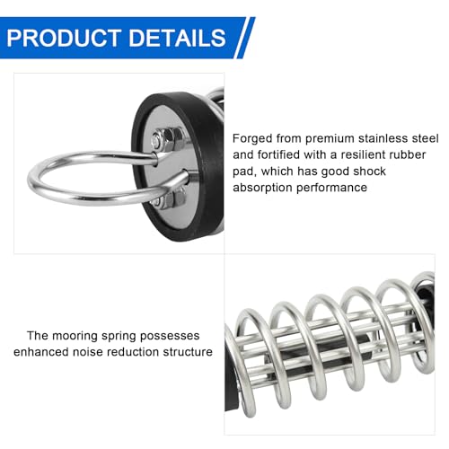 Heavy Duty Marine Mooring Spring - Stainless Steel Shock Absorbing Spring for Boat Dock Line, Prevents Line Breakage & Cleat Damage, Noise Reduction for Yacht/Anchor Mooring(9mm)