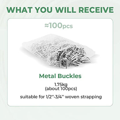 3/4" Heavy Duty Metal Wire Buckle for Woven Cord Strapping 100 Pack - style: Pack of 100