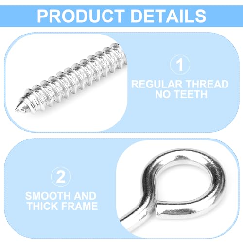 Aovchei Eye Screws, 4 Pcs 4.5 inches 304 Heavy Duty Screw Hooks - color: 304, size: 4.5 Inch 4pcs