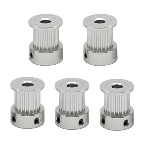 5PCs Aluminum 2GT Timing Pulley 20 Teeth Bore 5mm for 3D Printer 10mm Width 2GT Timing Belt - size: 20 teeth, style: 5mm bore, for 10mm belt