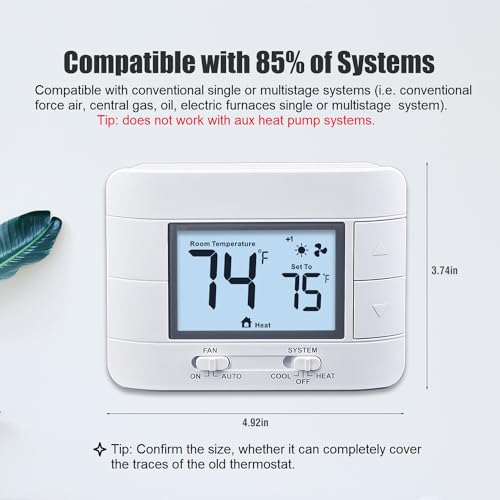 Aowel Thermostats for Home & House, up to 2 Heat/ 2 Cool, Non-Programmable