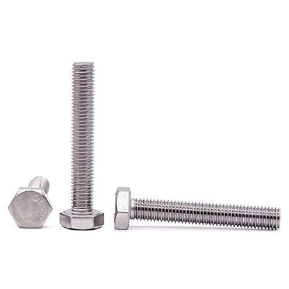 M10-1.5 x 75mm Stainless Steel Hex Bolts, 304 Stainless Steel 18-8, Hex Drive, Full Thread, Coarse Thread UNC, Plain Finish, 10 PCS - size: M10-1.5 x 75mm