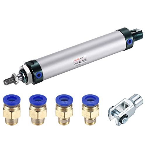 MECCANIXITY Pneumatic Air Cylinder Double Action MAL32X125 32mm Bore 125mm Stroke with Y Connector and 4Pcs Quick Fitting Set - size: 32X125 mm